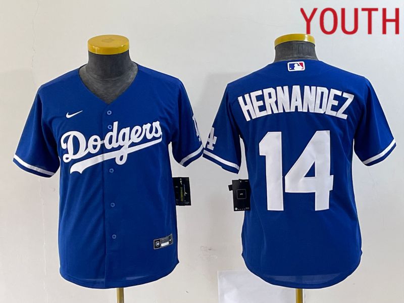 Youth Los Angeles Dodgers #14 Hernandez Blue Nike Game 2023 MLB Jerseys->women mlb jersey->Women Jersey